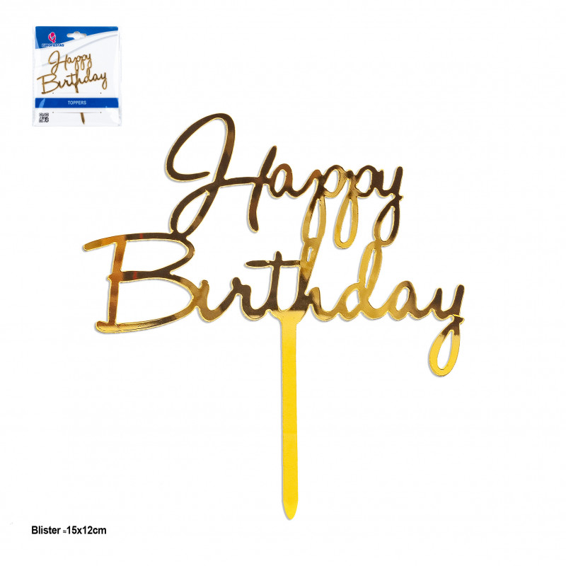 Topper letras doradas letras happy birthday para decorar tartas