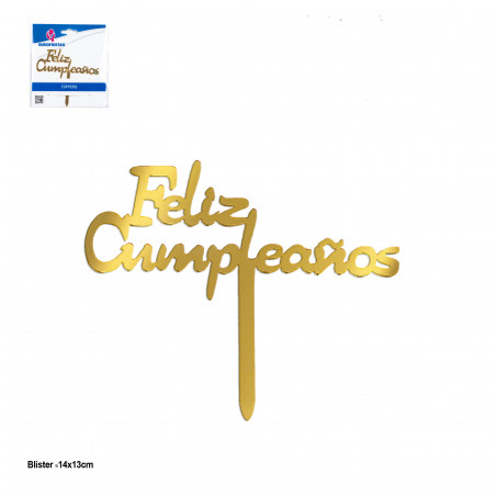 Topper letras doradas Feliz Cumpleaños para decorar