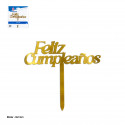 Topper letras doradas formales Feliz Cumpleaños para decorar