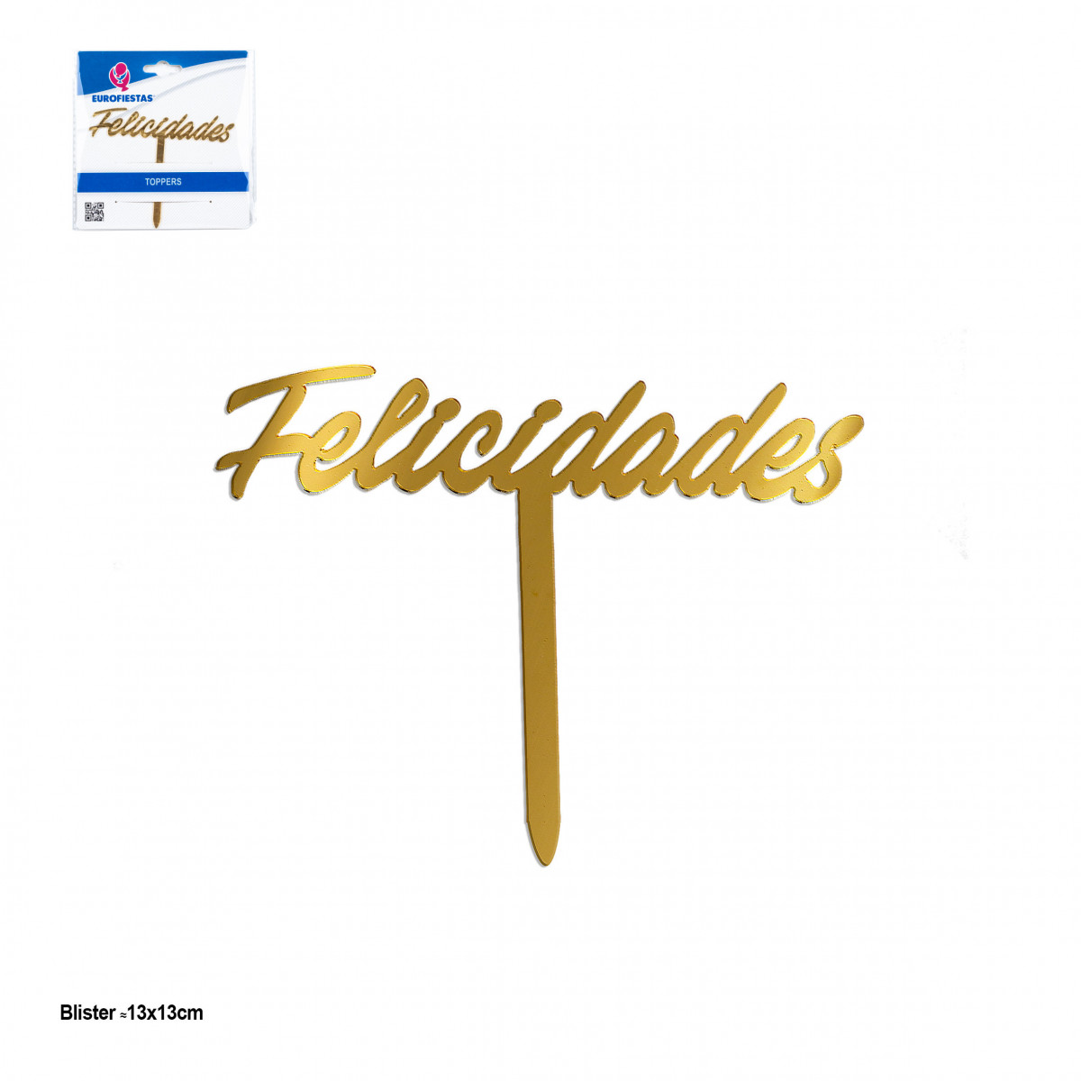 Topper letras ligeras doradas Felicidades para decorar
