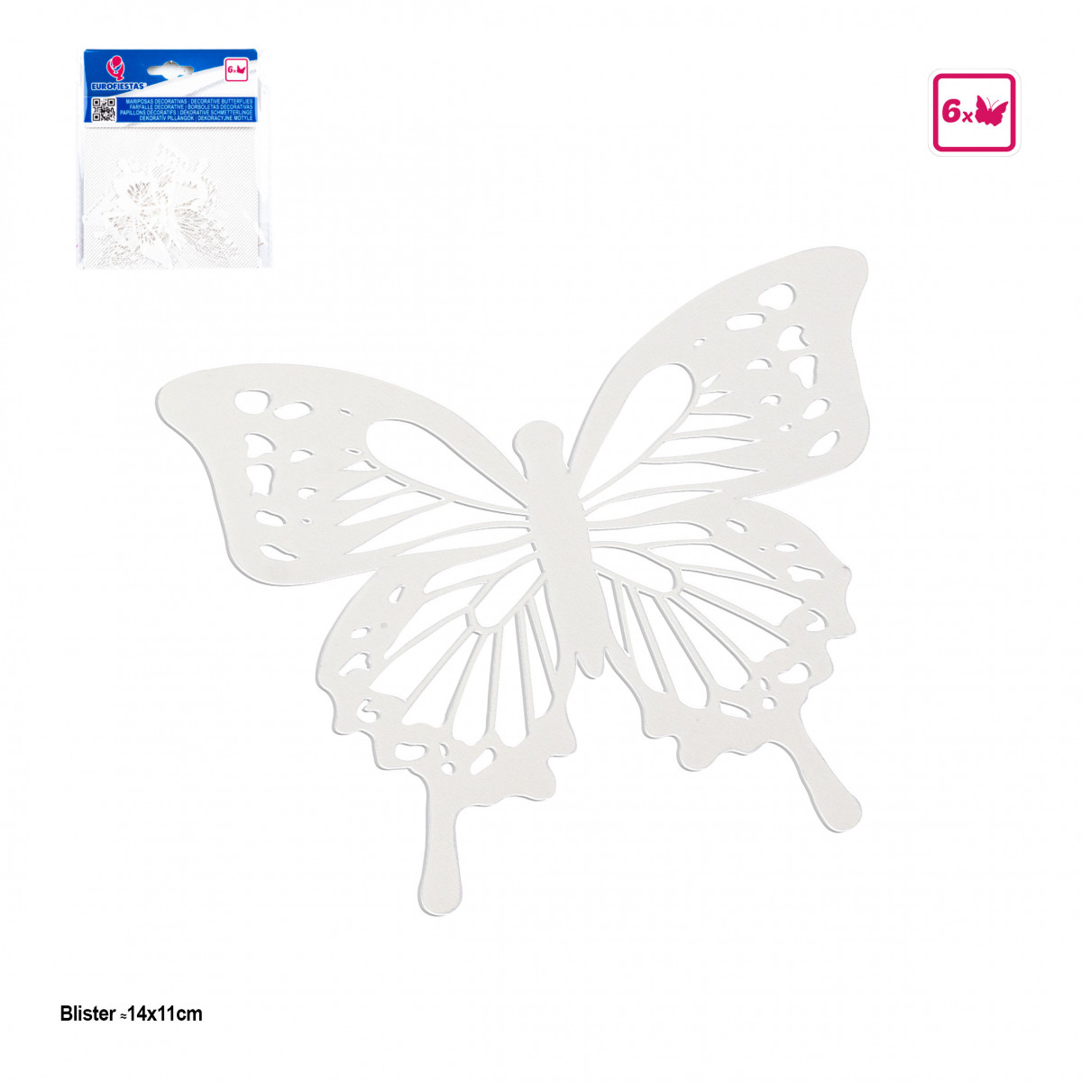 Mariposas decorativas blancas troquelados 6 unidades