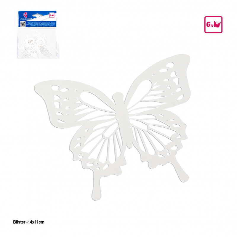 Mariposas decorativas blancas troquelados 6 unidades