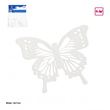 Mariposas decorativas blancas troquelados 6 unidades