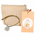 Pulsera con medalla de la virgen maría en monedero y etiqueta colgante personalizada con adhesivo para regalar