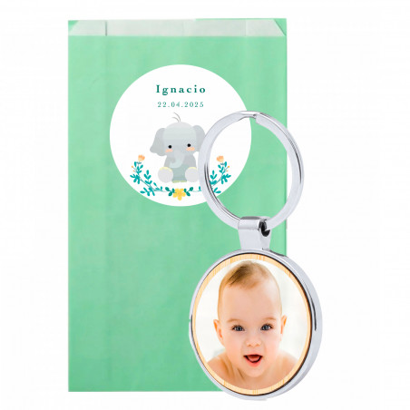 Detalles Bautizos Personalizados Llavero con Foto en Sobre