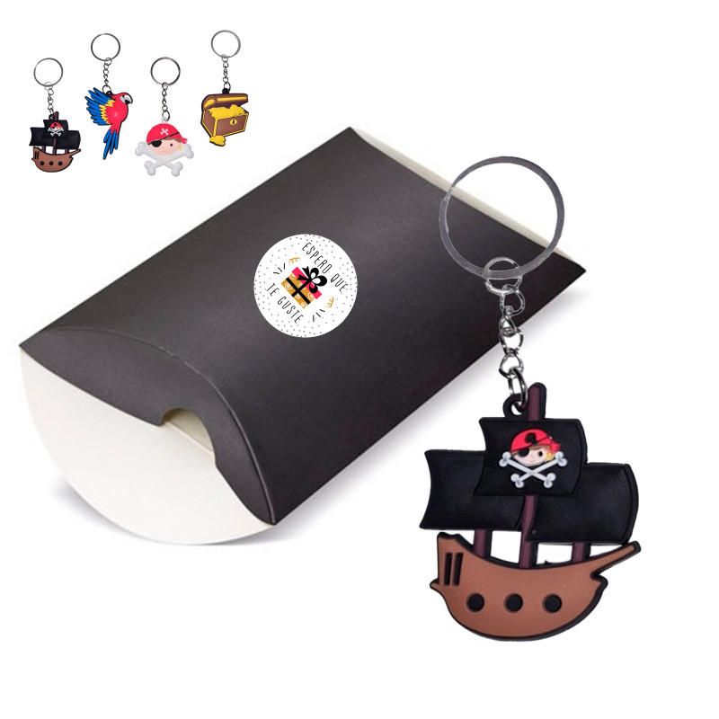 Llavero pirata en caja con adhesivo espero que te guste para detalles
