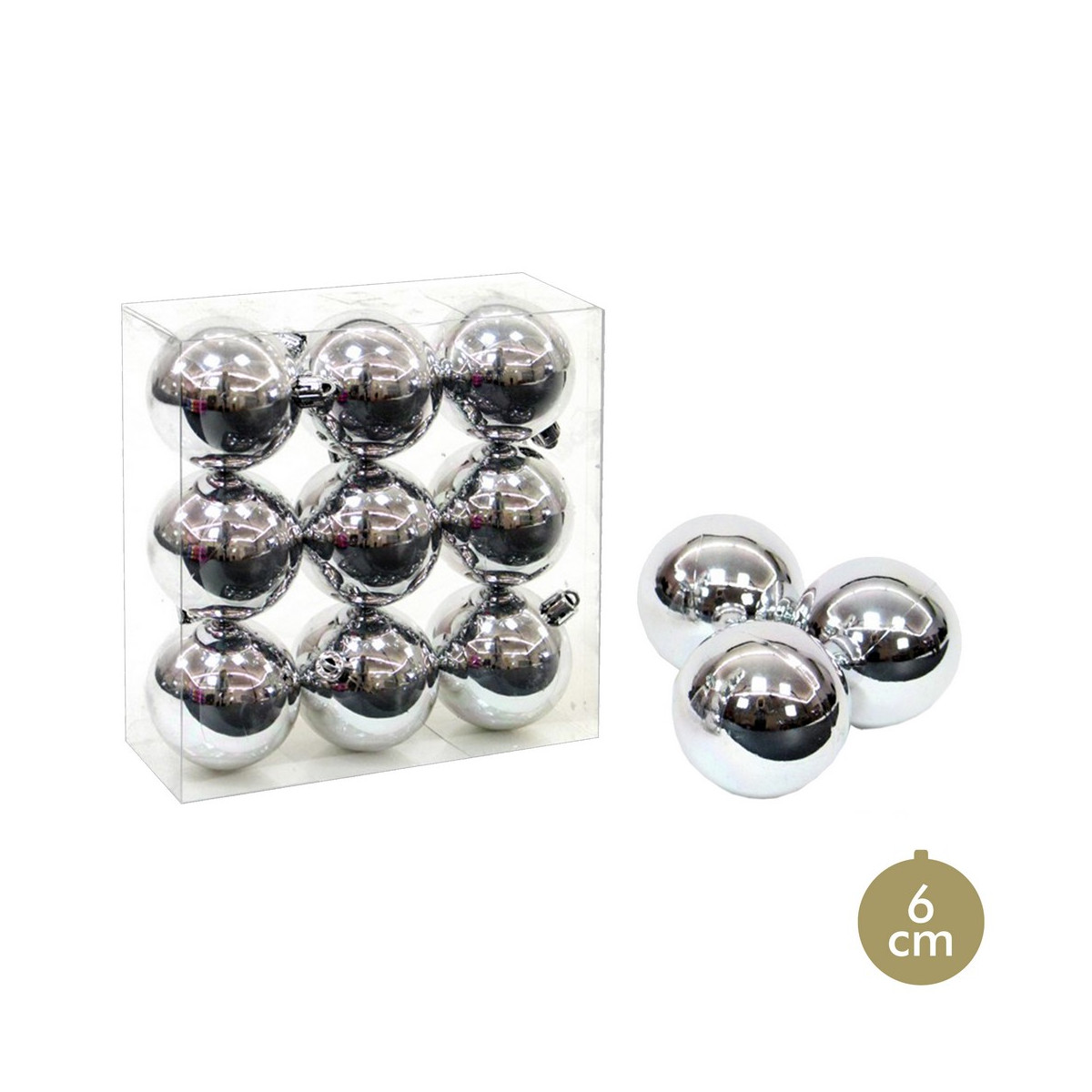 Bolas plateadas con brillo para decoración navideña