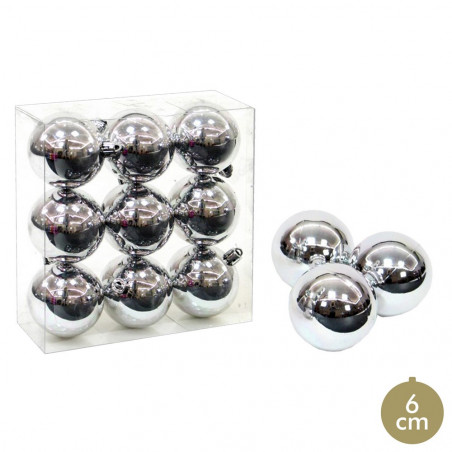 Bolas plateadas con brillo para decoración navideña