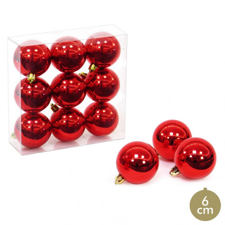 Bolas rojas con brillo para decoración navideña