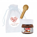 Detalles para Regalar Nutella con Cuchara de Galleta en Bolsa de Organza Personalizada