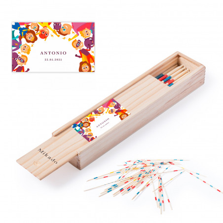 Juego de habilidad mikado con adhesivo superhéroes para detalles