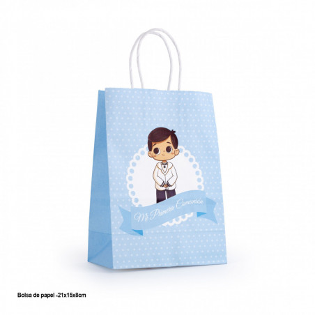 Vino tinto personalizado en bolsa para detalles primera comunión niño