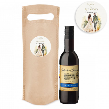 Detalles Boda Clásicos Vino en Bolsa Personalizada