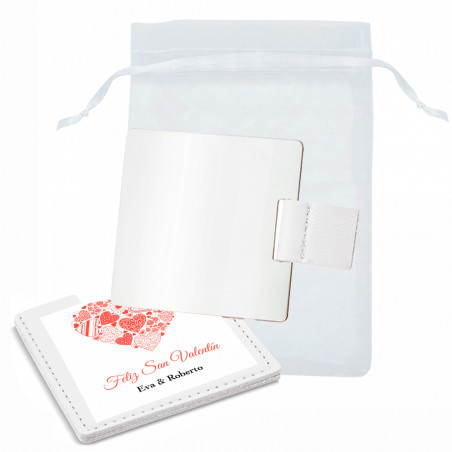 Espejo con estuche personalizado con bolsa de organza para regalar