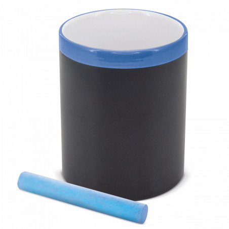 Lapicero con pizarra y tiza azul con tarjeta de niño de comunión y caja con adhesivo