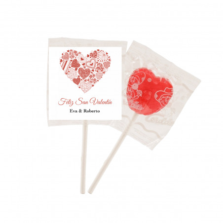 Piruleta con adhesivo personalizado para detalles bodas o san valentín