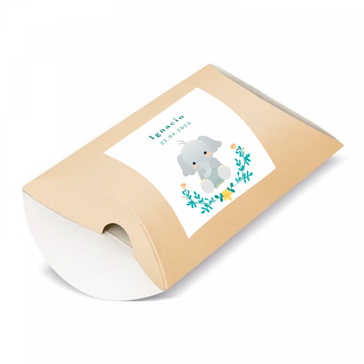 Estuche kraft para bautizo con adhesivo personalizado para regalar