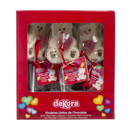 Piruleta de chocolate blanco con corazón jelly y adhesivo personalizado para detalles