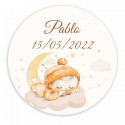 Pulsera paloma de la paz en caja de madera con adhesivo de bebé para bautizos