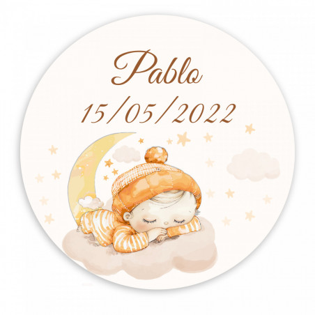 Pulsera paloma de la paz en caja de madera con adhesivo de bebé para bautizos