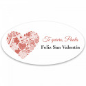 Jarra de chupito roja con asa con adhesivo ovalado personalizado con adhesivo de bodas o San Valentín