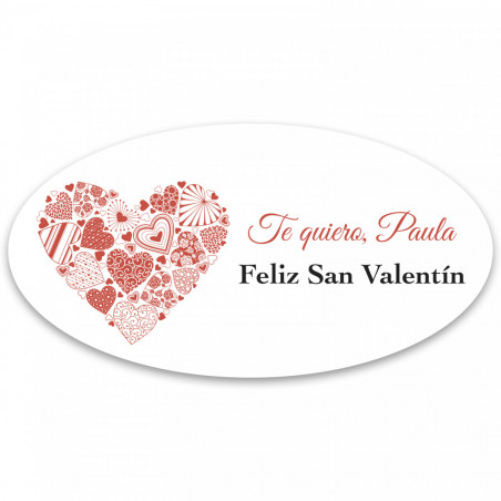 Jarra de chupito roja con asa con adhesivo ovalado personalizado con adhesivo de bodas o San Valentín