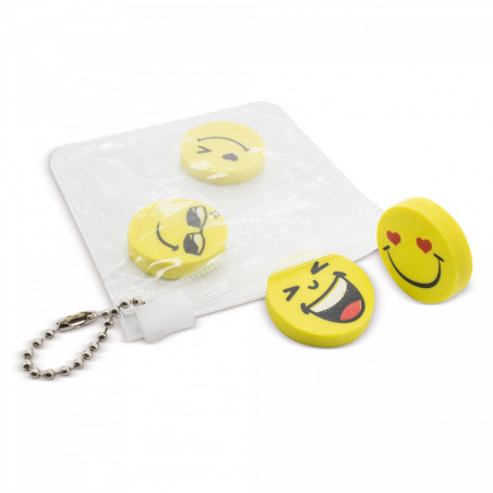 Gomas de borrar emojis en estuche con adhesivo personalizable para detalles