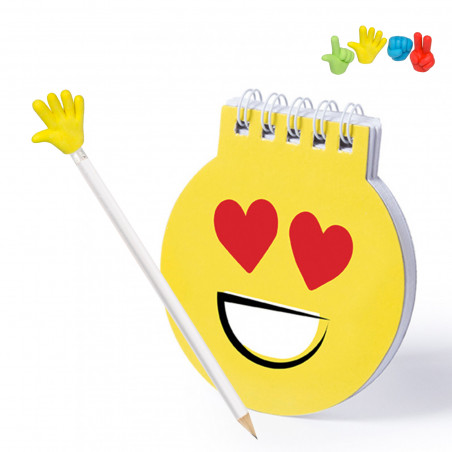 Libreta emoji corazones con lápiz con goma de borrar divertidas para detalles