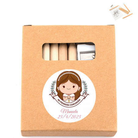 Estuche para colorear con adhesivo primera comunión para detalles niñas
