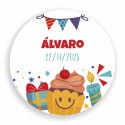 Colores de madera y ceras en estuche redondo con adhesivo navideño para detalles