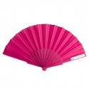 Abanico fucsia con adhesivo de comunión rosa para regalar