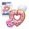 Set globos foil con forma de corazón donuts iloveyou para decorar