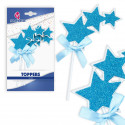 Topper de estrellas azules con purpurina y lazo