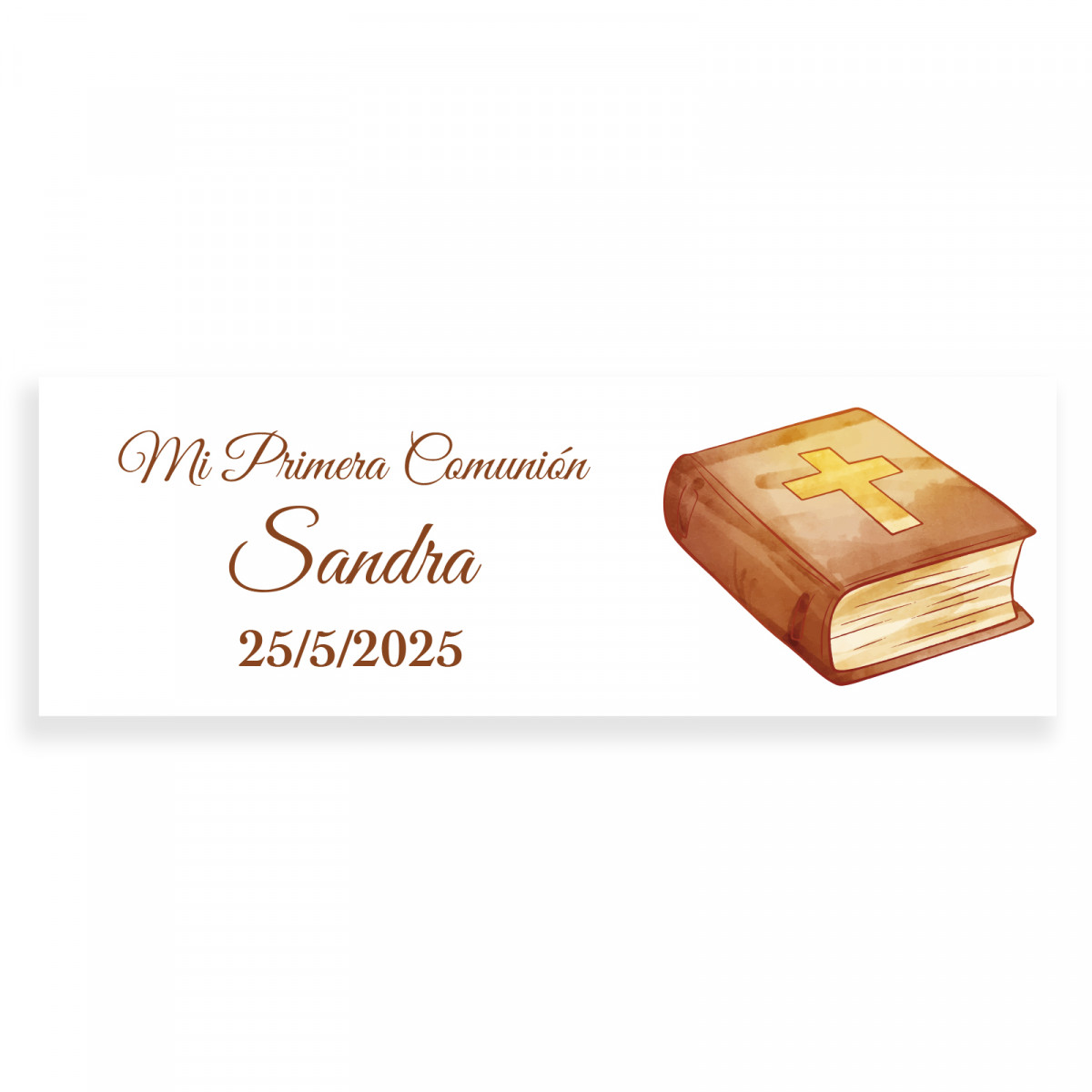 Adhesivo de comunión 6x2 Biblia personalizado para detalles