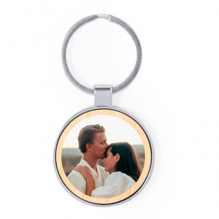 Llavero metálizo con adhesivo foto 3cm para regalar