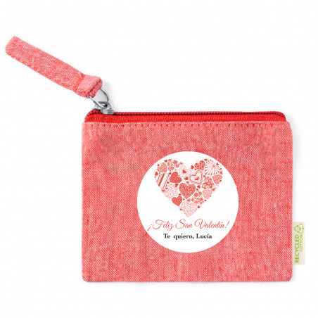 Monedero rojo con adhesivo romántico para detalles