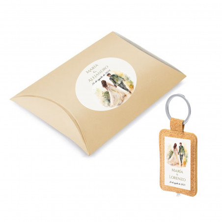 Llavero linterna de corcho personalizado para bodas