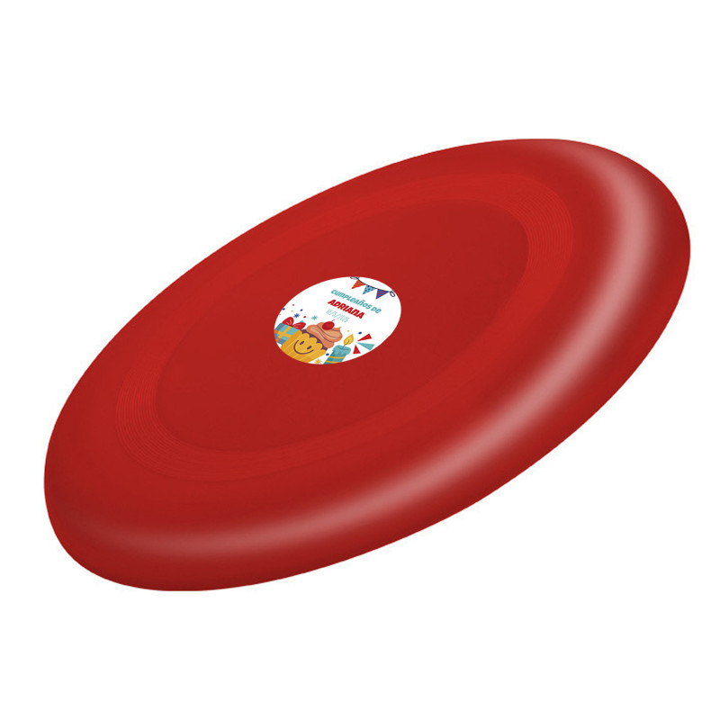 Frisbee de plastico rojo personalizado para cumpleaños