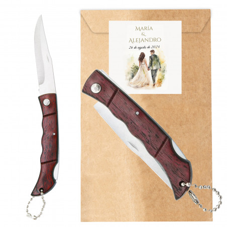 Detalles Boda Navaja de madera personalizada