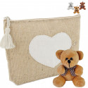 Neceser de yute con peluche de osito surtido, regalo dulce y original para eventos especiales
