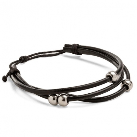 Pulsera negra ajustable con bolas metálicas