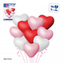 Globos corazón rojos rosas y blancos 12 unidades para decorar