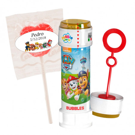 Pompero patrulla canina con piruleta personalizada para regalar