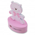 Cajita de madera en forma de oso rosa personalizada recuerdo dulce para bautizo