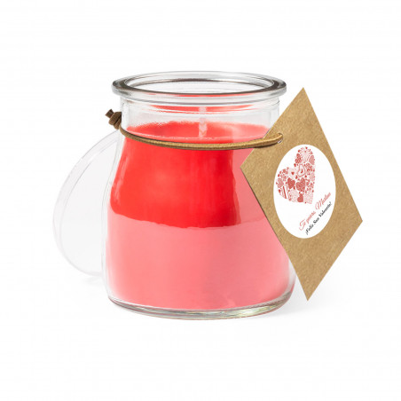 Vela aromática roja con adhesivo romántico personalizable para detalle
