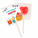 Piruleta sin gluten personalizable para detalles de cumpleaños