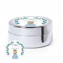 Bálsamo plata con elegante adhesivo personalizable para detalles primera comunión niña