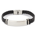 Detalles Boda Hombres Pulsera en cuero y acero inoxidable con caja de regalo personalizada