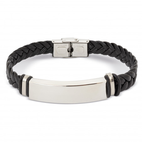 Detalles Boda Hombres Pulsera en cuero y acero inoxidable con caja de regalo personalizada