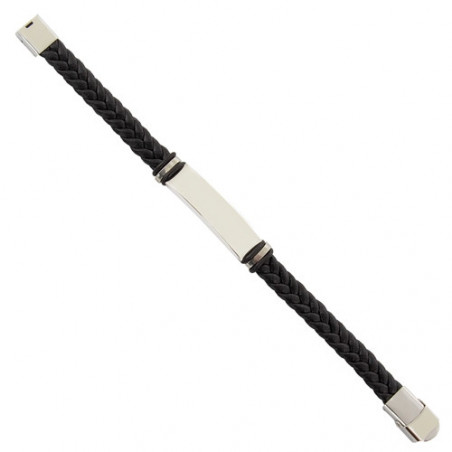 Detalles Boda Hombres Pulsera en cuero y acero inoxidable con caja de regalo personalizada